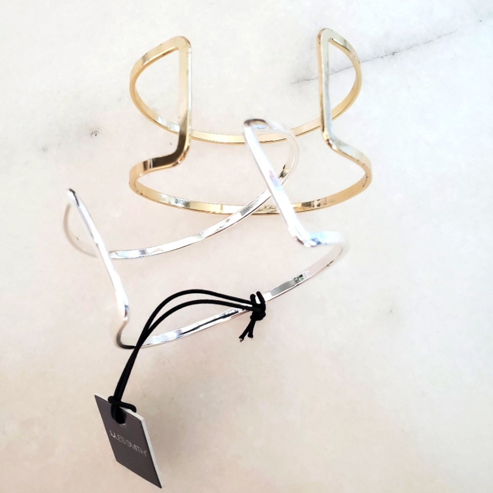 Jules Smith Gold Silver Cuff Bracelets Set NWT
